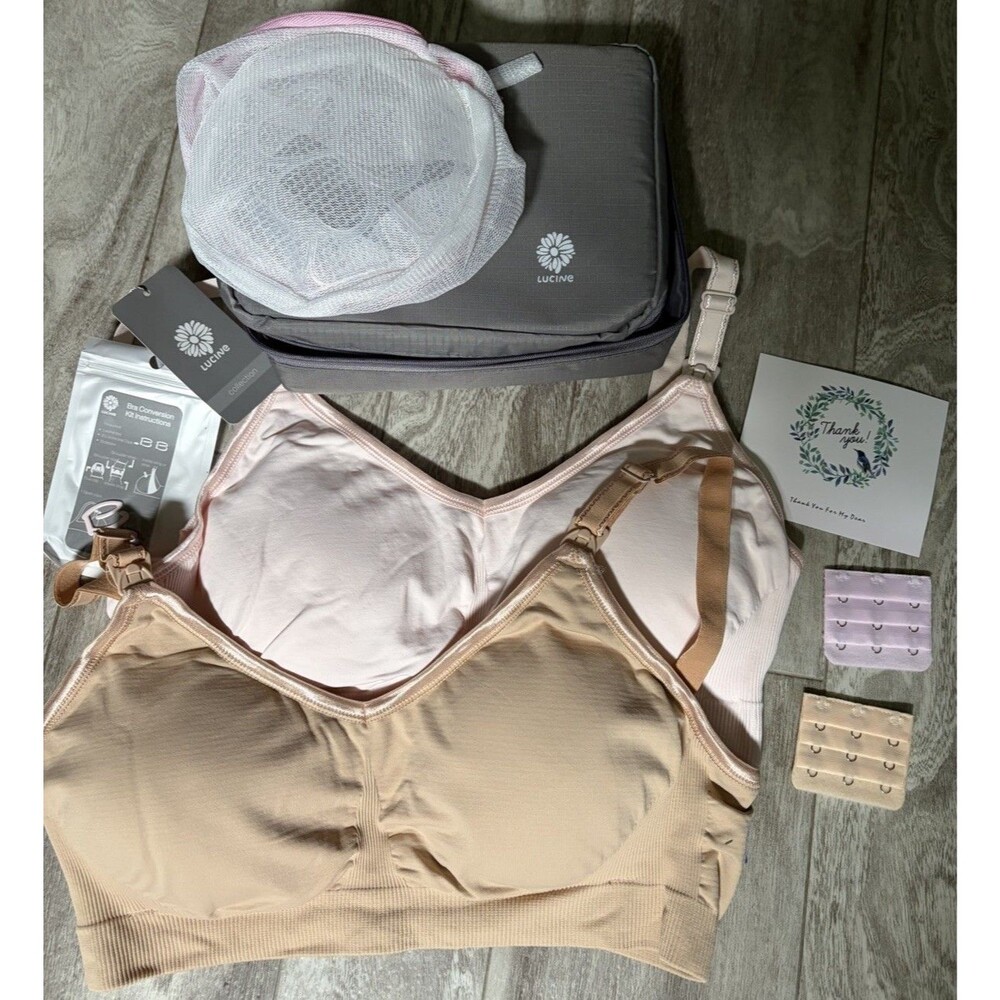 Lucine Maternity Wire Free Seamless Nursing Bra Bralette 2 Pack Kit
